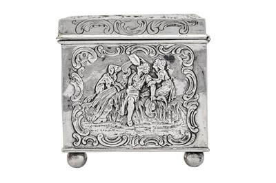 Lot 70 - A late 19th / early 20th century German 800 standard silver table casket, Hanau circa 1900 by Simon Rosenau (active 1862-1932)