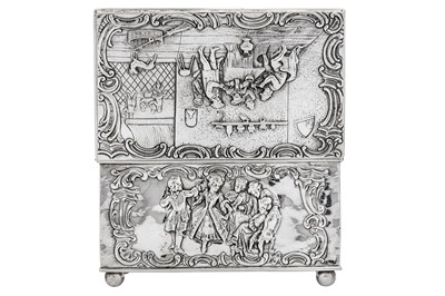 Lot 70 - A late 19th / early 20th century German 800 standard silver table casket, Hanau circa 1900 by Simon Rosenau (active 1862-1932)