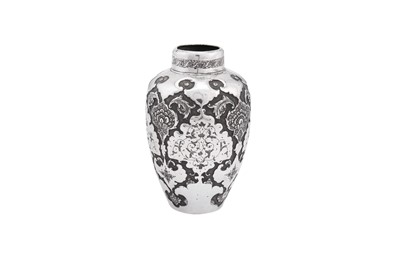 Lot 89 - An early to mid-20th century Iranian (Persian) unmarked silver vase, Isfahan circa 1920-40