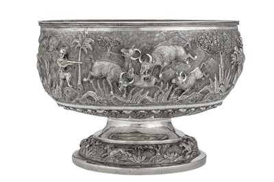 Lot 132 - An early 20th century Anglo – Indian Raj silver standing bowl, Lucknow circa 1900-1920