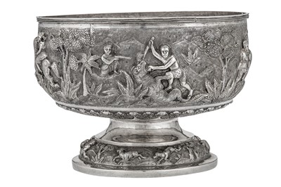 Lot 132 - An early 20th century Anglo – Indian Raj silver standing bowl, Lucknow circa 1900-1920