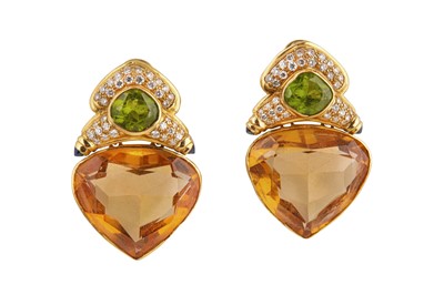 Lot 55 - A pair gem-set and diamond earclips
