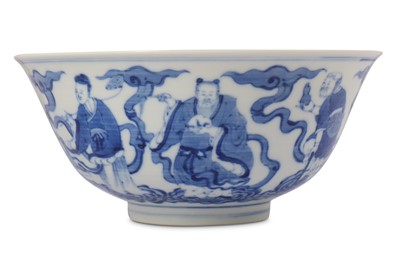 Lot 334 - A CHINESE BLUE AND WHITE 'IMMORTALS' BOWL.