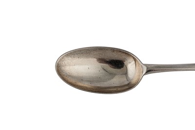 Lot 248 - A Queen Anne Britannia standard silver table spoon, London 1706 by William Mathew I (Grimwade 1977, this mark reg. 20th April 1700)