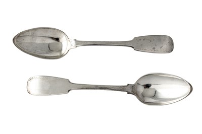 Lot 236 - A pair of George IV Scottish Provincial silver table spoons, Banff circa 1825 by William Simpson I (active 1825-55)