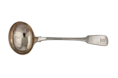 Lot 136 - A mid-19th century Indian Colonial silver milk ladle, Calcutta 1836-53 by Twentyman & Company