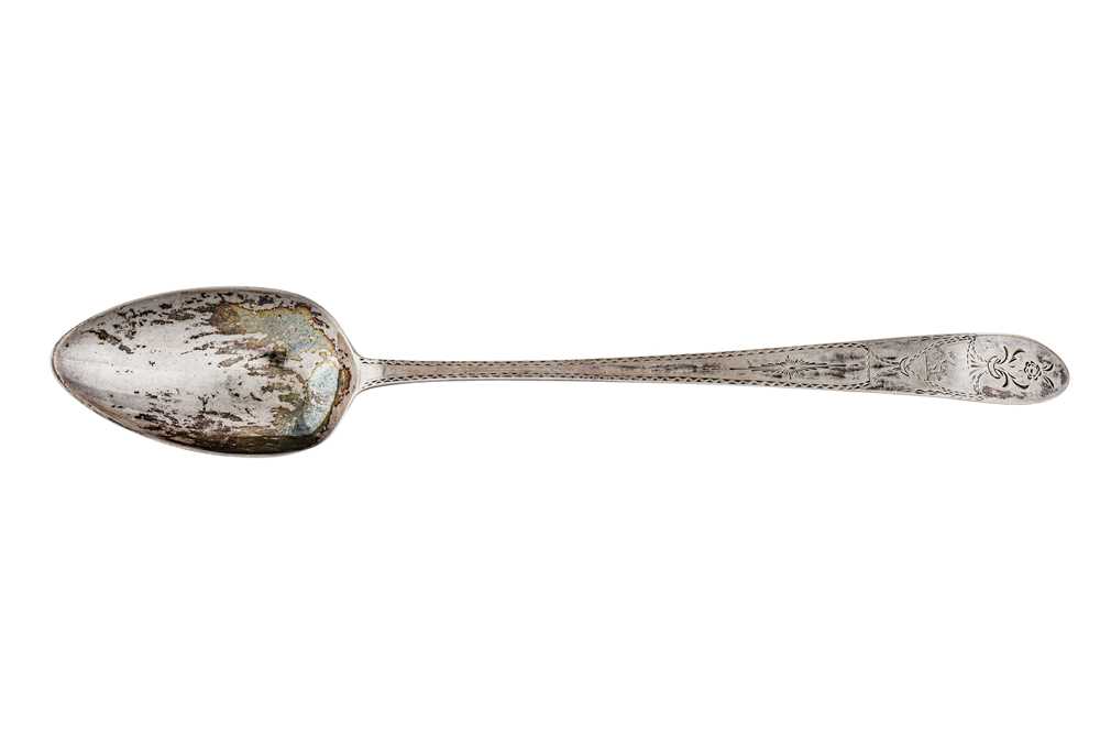 Lot 213 - A George III Irish sterling silver basting spoon, Dublin 1787 by John Dalrymple