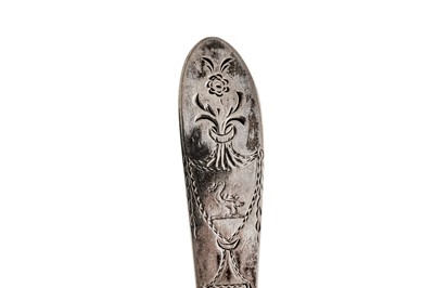 Lot 213 - A George III Irish sterling silver basting spoon, Dublin 1787 by John Dalrymple