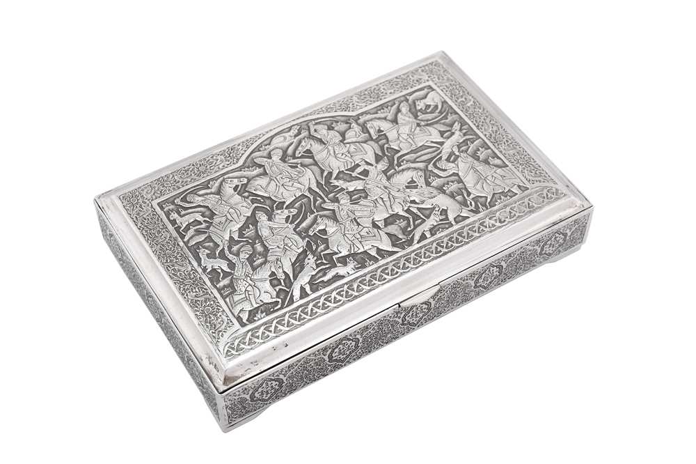 Lot 81 - A mid to late – 20th century Iranian (Persian) silver cigarette box, Isfahan circa 1970, workshop unidentified