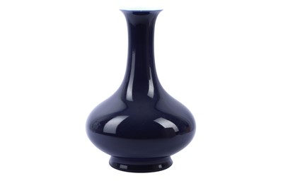 Lot 329 - A Chinese monochrome blue glazed vase