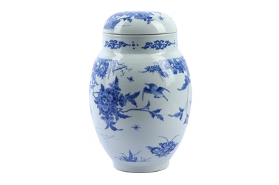Lot 341 - A Chinese blue and white ‘bird and flower’ lantern vase