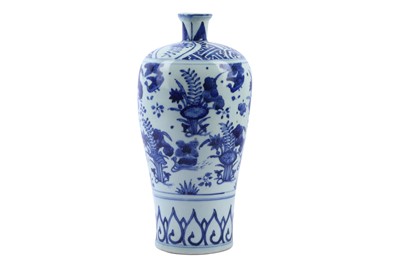 Lot 343 - A Chinese blue and white ‘lotus pond’ meiping vase
