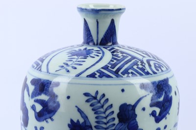 Lot 343 - A Chinese blue and white ‘lotus pond’ meiping vase