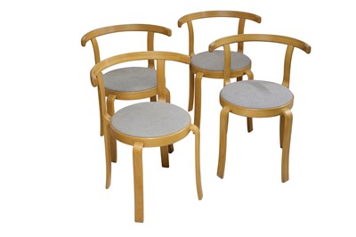 Lot 165 - Magnus Olesen, a set of four circa 1980's Danish beech Series 8000 stacking chairs