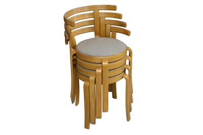Lot 165 - Magnus Olesen, a set of four circa 1980's Danish beech Series 8000 stacking chairs