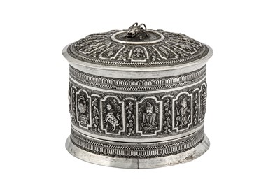 Lot 119 - An early 20th century Burmese unmarked silver betel box, Shan States circa 1900