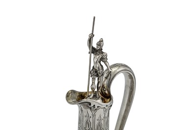Lot 347 - A Victorian sterling silver mounted glass claret jug, London 1849 by Charles Thomas Fox and George Fox