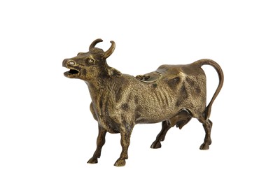 Lot 337 - A mid- to late 19th century nickel cow creamer, probably Dutch circa 1860-80