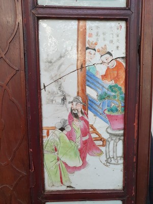 Lot 102 - A CHINESE FAMILLE ROSE TWO-FOLD SCREEN.