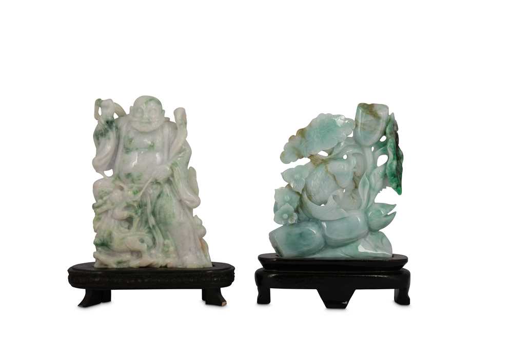 Lot 192 - TWO CHINESE JADEITE CARVINGS.