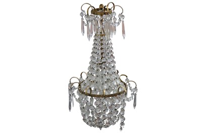 Lot 396 - A 19th century Continental gilt metal and crystal chandelier