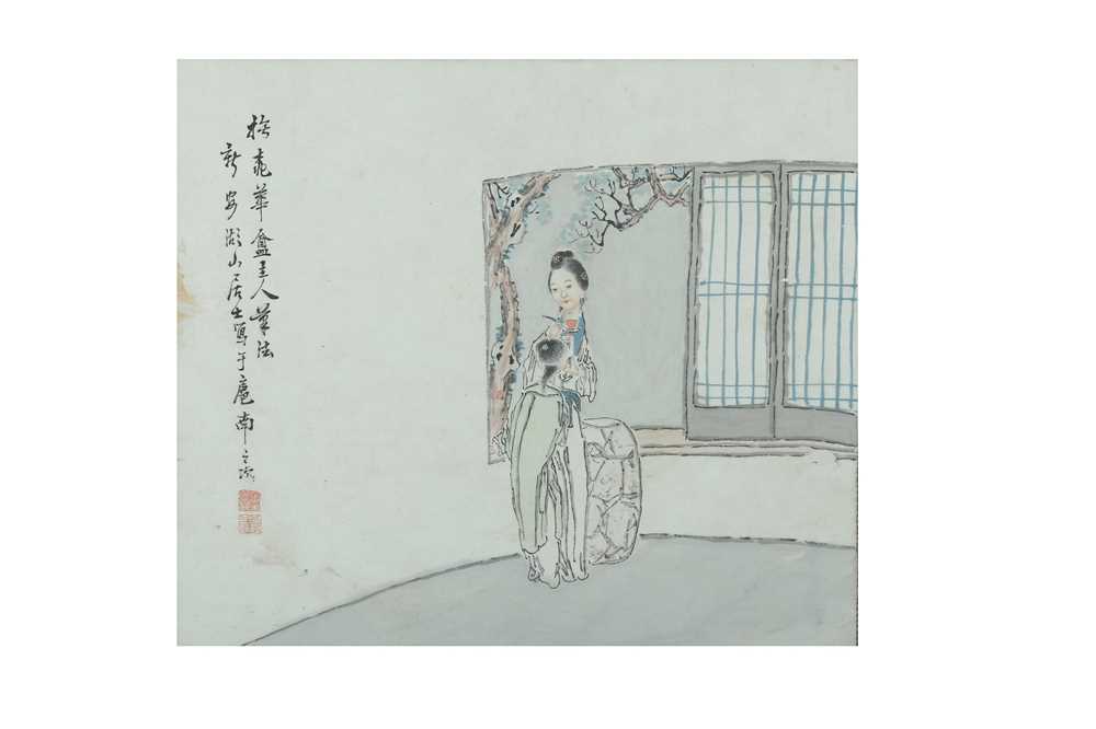 Lot 98 - A CHINESE PAINTING OF A YOUNG WOMAN.