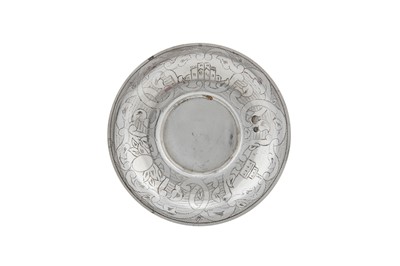 Lot 217a - A late 19th / early 20th century Ottoman Turkish 900 standard silver saucer, Tughra of Sultan Abdul Hamid II (1876-1909)