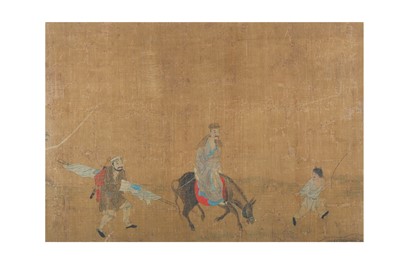 Lot 109 - A CHINESE PAINTING OF A TRAVELLING SCHOLAR.