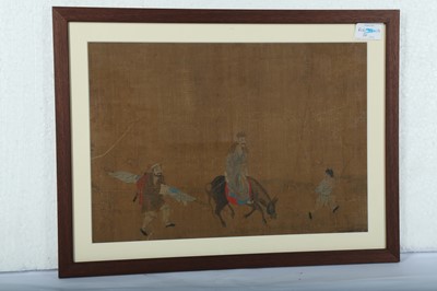 Lot 109 - A CHINESE PAINTING OF A TRAVELLING SCHOLAR.