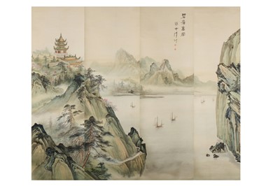 Lot 119 - A SET OF FOUR CHINESE HANGING SCROLL PAINTINGS.