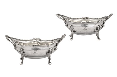Lot 373 - A pair of George III sterling silver open sauce tureens, London 1770 by William Holmes (active from c. 1762)