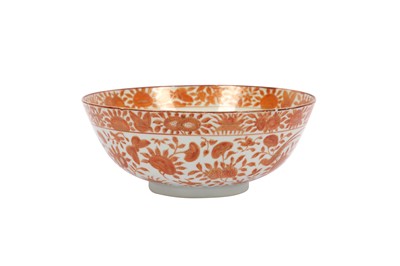 Lot 410 - A CHINESE CORAL-DECORATED 'ISLAMIC MARKET' BOWL.