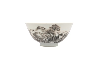 Lot 356 - A CHINESE EN GRISAILLE-DECORATED 'LANDSCAPE' BOWL.