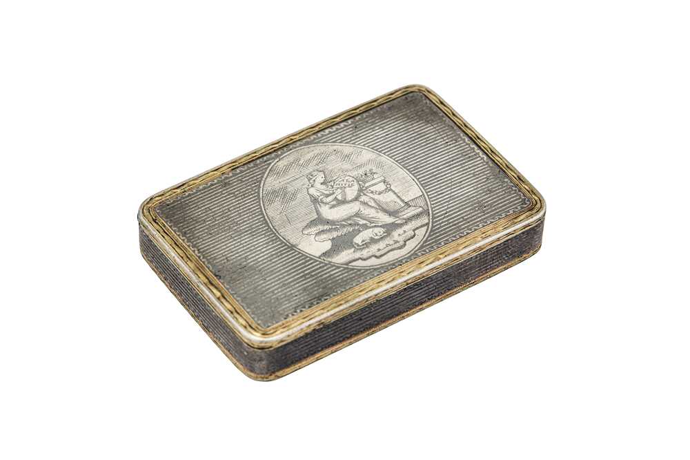 Lot 53 - An Alexander I Russian provincial 84 Zolotnik (875 standard) parcel-gilt silver and niello snuff box, Veliky Ustyug 1813(?) by Fedor Klimov Bushkovsky (b. 1778 active 1795-1834)