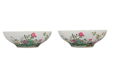 Lot 326 - A PAIR OF CHINESE FAMILLE ROSE BOWLS.