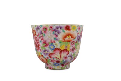 Lot 469 - A CHINESE FAMILLE ROSE 'MILLE FLEURS' CUP.