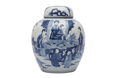Lot 424 - A LARGE CHINESE BLUE AND WHITE 'BIRTHDAY' JAR AND COVER.