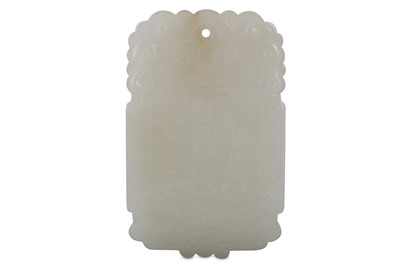 Lot 650 - A CHINESE WHITE JADE 'SCHOLAR' PLAQUE.