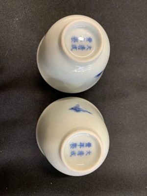 Lot 15 - A PAIR OF CHINESE BLUE AND WHITE 'BUTTERFLY' CUPS.
