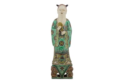 Lot 231 - A CHINESE FAMILLE VERTE FIGURE OF A SAGE.
