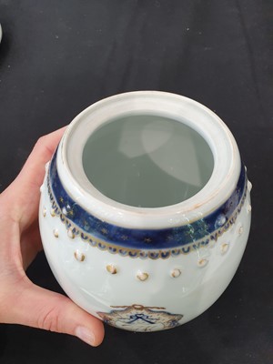 Lot 637 - TWO CHINESE TEAPOTS AND COVER AND A TEA CADDY AND COVER.