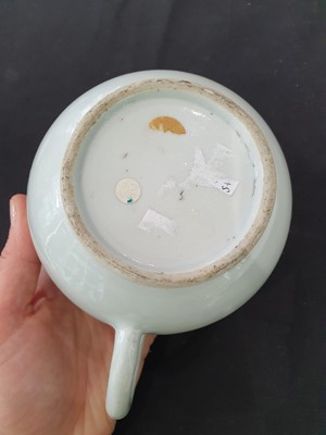 Lot 637 - TWO CHINESE TEAPOTS AND COVER AND A TEA CADDY AND COVER.
