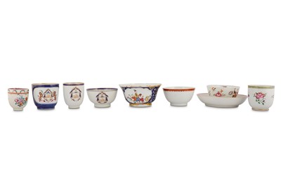 Lot 859 - EIGHT CHINESE PORCELAIN CUPS AND ONE SAUCER.