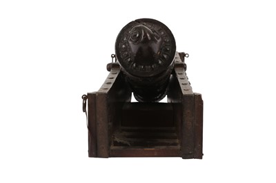 Lot 870 - AN INDIAN WOODEN CANNON MODEL
