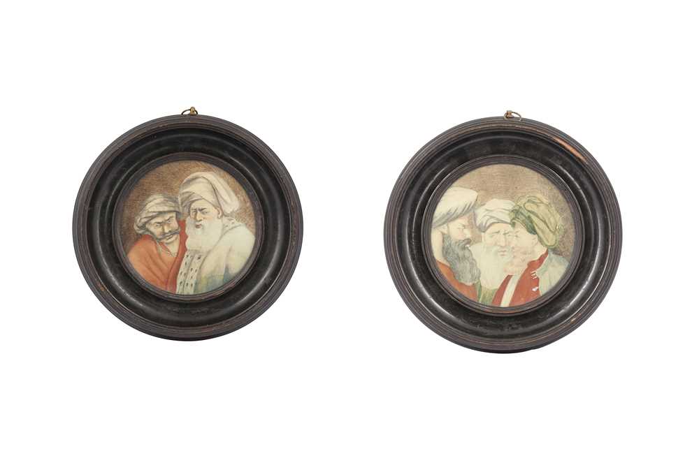 Lot 828 - A PAIR OF WATERCOLOUR CARICATURES OF TURKISH MEN