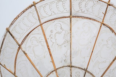 Lot 326 - AN INDIAN MICA AND GILT WOOD FAN