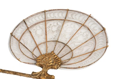 Lot 326 - AN INDIAN MICA AND GILT WOOD FAN