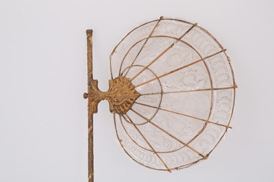 Lot 326 - AN INDIAN MICA AND GILT WOOD FAN