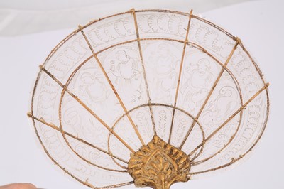 Lot 326 - AN INDIAN MICA AND GILT WOOD FAN
