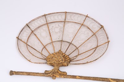 Lot 326 - AN INDIAN MICA AND GILT WOOD FAN